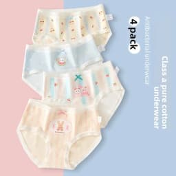 4 Pack Girls Underwear Cotton A-Class for 3-15 Years No Wedgie Summer Comfort