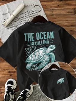 The Ocean Is Calling Sea Turtle Graphic T Shirt Women Men Summer Casual Short Sleeve Crew Neck Loose Tee Harajuku Beach Top