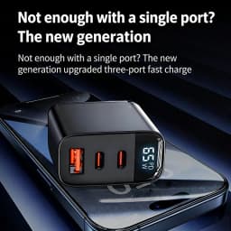65W Quick Charger Type C PD 65W Super Fast Charger USB C and USB A 3 Ports for iPhone 17 15 Pro For Samsung Laptop