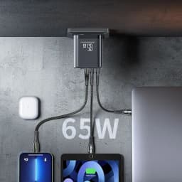 65W Quick Charger Type C PD 65W Super Fast Charger USB C and USB A 3 Ports for iPhone 17 15 Pro For Samsung Laptop