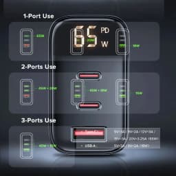 65W Quick Charger Type C PD 65W Super Fast Charger USB C and USB A 3 Ports for iPhone 17 15 Pro For Samsung Laptop