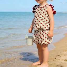 Girls Summer 2 Piece Outfits Sleeveless O Neck Dot Print Tank Tops Lantern Shorts Sets 6M-5T
