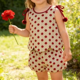 Girls Summer 2 Piece Outfits Sleeveless O Neck Dot Print Tank Tops Lantern Shorts Sets 6M-5T