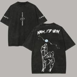 Gojo Nah Id Win T Shirt Jujutsu Kaisen Men Vintage Acid Wash Meme Anime Quote Streetwear Cotton Harajuku Tees 2026 New Summer