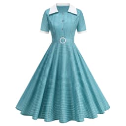 Vintage Women's Summer Dress Polka Dot Peter Pan Collar Sweet Short Sleeve A-Line for Diner & Party