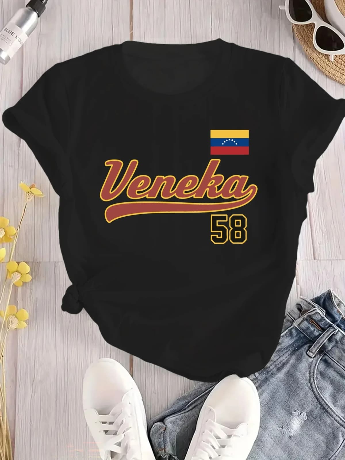 Venezuela Flag Print T-Shirt Casual Round Neck Short Sleeve Top Comfortable Lightweight Fit Shirts
