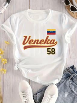 Venezuela Flag Print T-Shirt Casual Round Neck Short Sleeve Top Comfortable Lightweight Fit Shirts