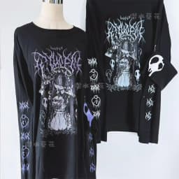 Original Crew Neck Black Y2K Long Sleeve T-Shirt Japanese Subculture Anime Print T Shirt Spring Autumn New Loose Versatile Tops