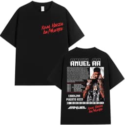 Rapper Anuel AA Real Hasta La Muerte Tour 2026 New Album T Shirts Men's Hip Hop Gothic T-Shirts Cotton Short Sleeve T-Shirt