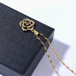 Luxury Romantic Black Rose Necklace Earrings For Women 18K Gold Plated Stainless Steel Jewelry Set Female Neck Chain Accessories