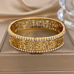 AENSOA High Quality Non-Fading Cuff Bangles For Women Men Unique Exquisite Carving Hollow Out Design Rhinestone Bracelet Jewelry