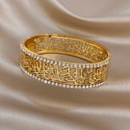 AENSOA High Quality Non-Fading Cuff Bangles For Women Men Unique Exquisite Carving Hollow Out Design Rhinestone Bracelet Jewelry