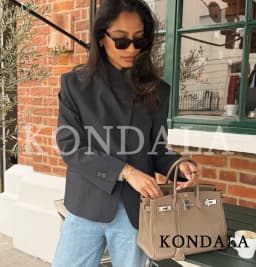 KONDALA Women Commute Pinstripe Blazer High-Neck Button Stripe Hacking Blazer 2026 Spring Summer Trends High Street Lady Blazer