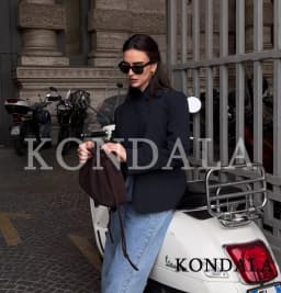 KONDALA Women Commute Pinstripe Blazer High-Neck Button Stripe Hacking Blazer 2026 Spring Summer Trends High Street Lady Blazer
