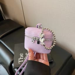 2026 NEW Ins Fashion Luxury Cute Love Fashion Joker Candy-colored Shoulder Portable Red Headphone Case Wrist Strap Mini Bag