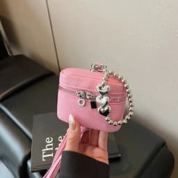2026 NEW Ins Fashion Luxury Cute Love Fashion Joker Candy-colored Shoulder Portable Red Headphone Case Wrist Strap Mini Bag