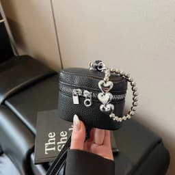 2026 NEW Ins Fashion Luxury Cute Love Fashion Joker Candy-colored Shoulder Portable Red Headphone Case Wrist Strap Mini Bag