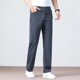 Thin Fashionable Straight Men's Casual Pants Loose Casual Business Stretch Pants Comfortable Breathable Male Brand Pants