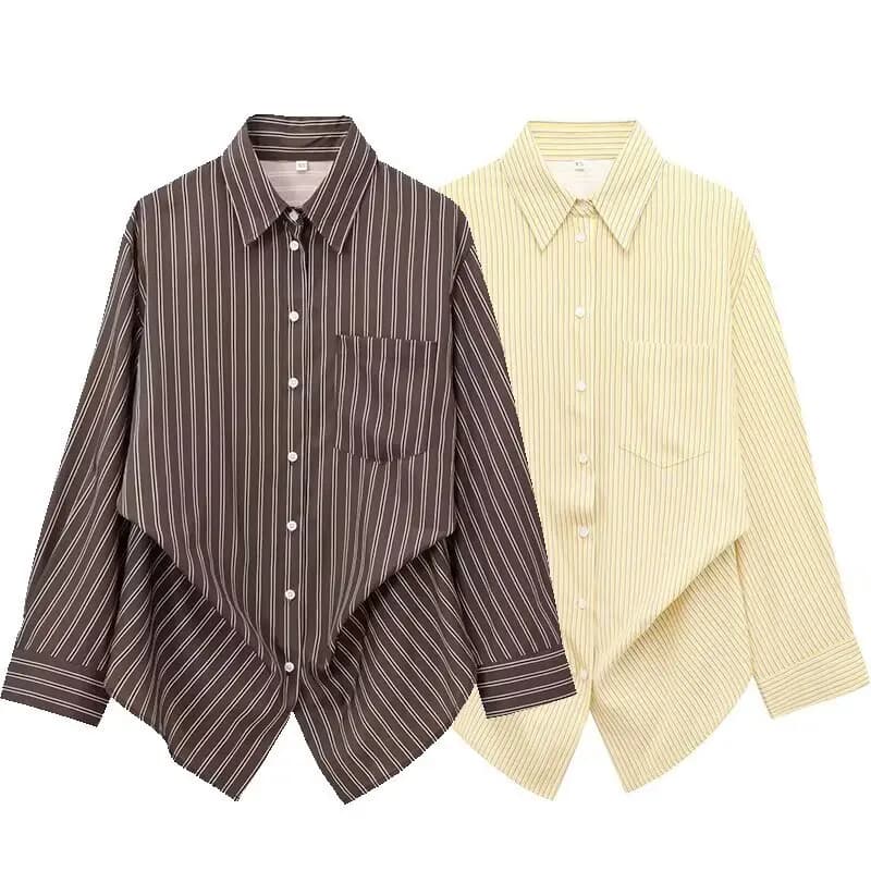 2026 Women's New Spring Striped Lapel Button Down Shirt, Casual and Versatile for Daily Outings, Effortless Style