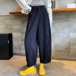 Spring Summer High Waist Cotton Women's Wide Leg Pants 2026 New Single Button Casual Loose Ankle Length Trousers Female