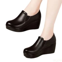Four Season Anti Slip and Waterproof Platform Comfortable and Casual Women's Shoes Slope Heel Middle Heel Women's Single Shoes