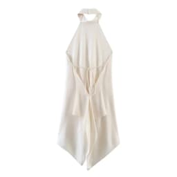 Women's Satin Halter Top Spring Summer Sexy Backless Hanging Neck Asymmetry Hem Women's Camisole High Street Female Chic Top