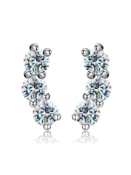 Shiny 0.6CT Curve Real Moissanite Diamond Earrings For Women Real Anniversary Gift Dating Party Jewelry