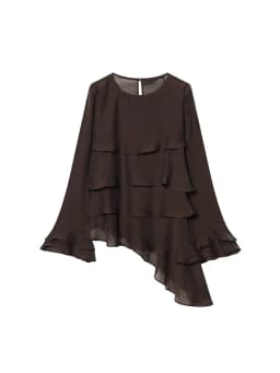 Women Casual Chic Blouse O-Neck Tierred Long Sleeve Loose Shirts Vintage Style Tops New Fashion Summer Elegant Lady Outfit
