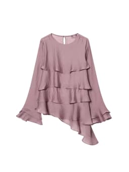 Women Casual Chic Blouse O-Neck Tierred Long Sleeve Loose Shirts Vintage Style Tops New Fashion Summer Elegant Lady Outfit