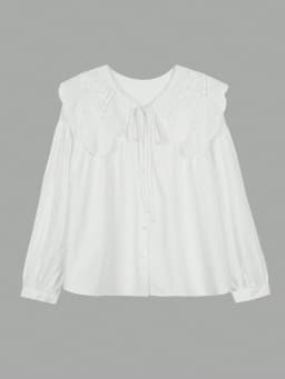 Women's Casual Loose Doll Collar Blouse, Elegant Lace Trim Peter Pan Collar Shirt, Sweet Daily Top for Spring Summer