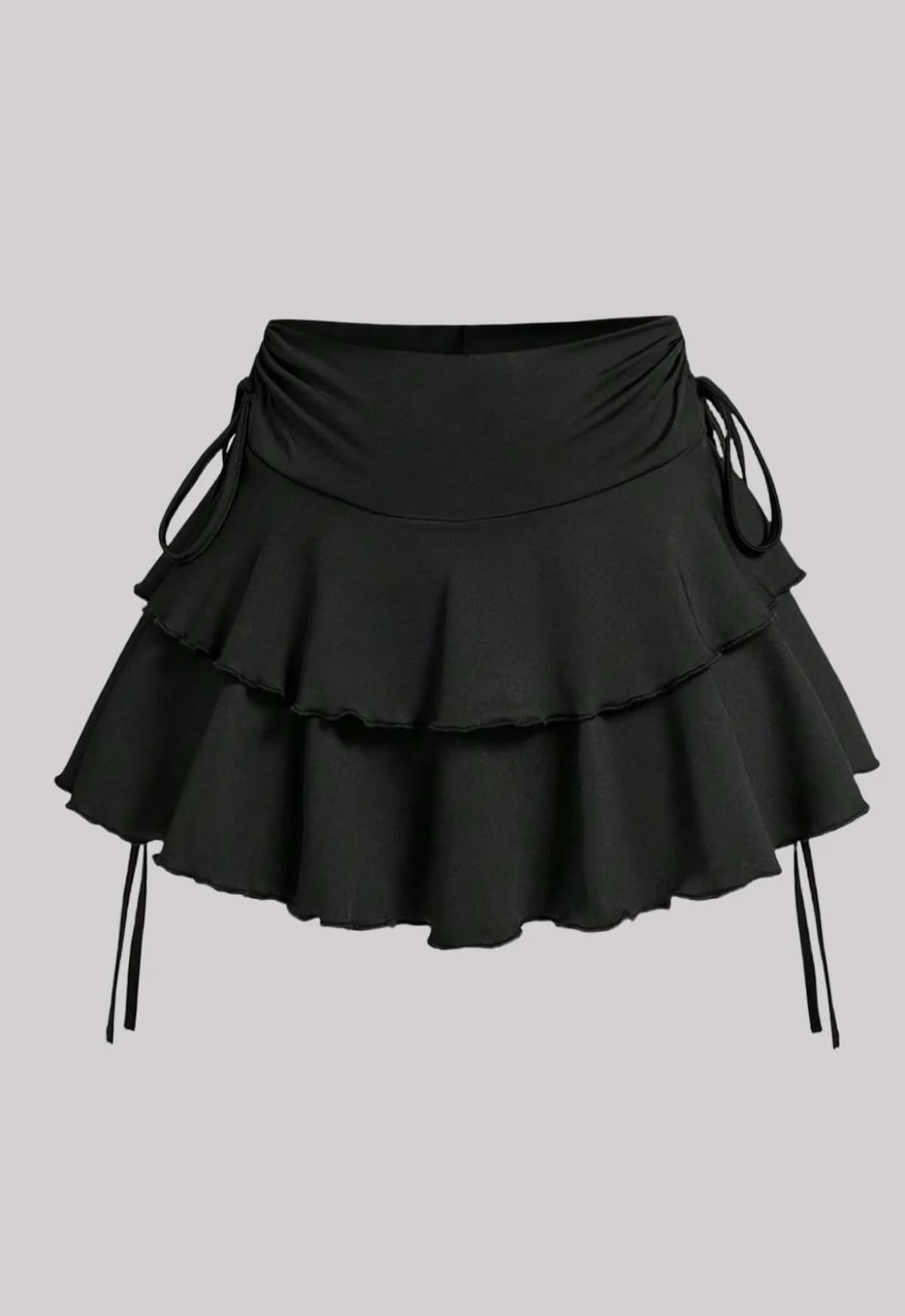 Plus Size Women's Ruffled Layered Mini Skirt with Side Drawstring