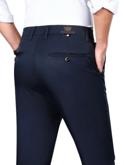 Men's 2-Pack Slim Fit Stretch Dress Pants, Navy Blue Business Casual Trousers for Office & Daily Wear
