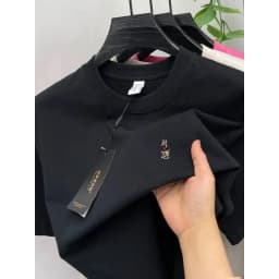 High-end pure cotton short-sleeved men's T-shirt, luxury brand printed cartoon bear, Korean style casual crew neck top for young