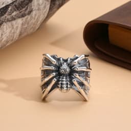 Buyee 925 Sterling Silver Male Big Ring Finger for Men Fashion Unique Animal Rock Punk Fine Jewelry Circle Gift