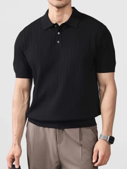 Cool and Stylish Men's Ice-Cold Silk Knitted Polo Shirt for Summer, Trendy Brand Polo Shirt with a Collared Design, Perfect for