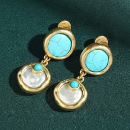 Vintage Turquoise Drop Earring Hanging Baroque Pearl Women Antique Gold Plated Wedding Souvenir Jewelry Gifts 2026 Quality Charm