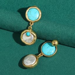Vintage Turquoise Drop Earring Hanging Baroque Pearl Women Antique Gold Plated Wedding Souvenir Jewelry Gifts 2026 Quality Charm