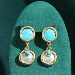 Vintage Turquoise Drop Earring Hanging Baroque Pearl Women Antique Gold Plated Wedding Souvenir Jewelry Gifts 2026 Quality Charm