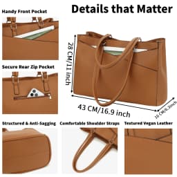 Laptop Tote Bags for Women 15.6 Inch Pu Leather with Pockets Top Handle Computer Handbags Business Office Work for Ladies