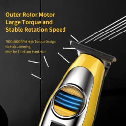 Kemei 1861 Barber Zero Gap Trimmer Electric Cordless Bald Head Hair Clipper Rechargeable Finish Cutting Machine External Motor