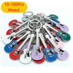 10-100Pcs Creative Musical Instrument Pendant Event Gift Bag Pendant Metal Lacquer Guitar Keychain