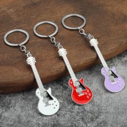 10-100Pcs Creative Musical Instrument Pendant Event Gift Bag Pendant Metal Lacquer Guitar Keychain