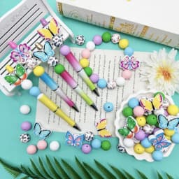 25/75PCS Colorful Butterfly Series Silicone Bead Set, Perfect for DIY Handmade Crafts Such as Keychains, Necklaces, Bracelets, E