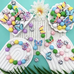 25/75PCS Colorful Butterfly Series Silicone Bead Set, Perfect for DIY Handmade Crafts Such as Keychains, Necklaces, Bracelets, E
