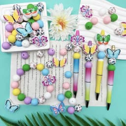 25/75PCS Colorful Butterfly Series Silicone Bead Set, Perfect for DIY Handmade Crafts Such as Keychains, Necklaces, Bracelets, E
