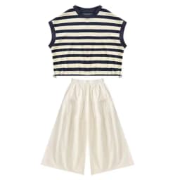 2026 Summer Girls Clothes Child Set Sleeveless Suit Teen Striped T Shirt Crop Top + Wide Leg Loose Pants 4 8 10 12 14 Years