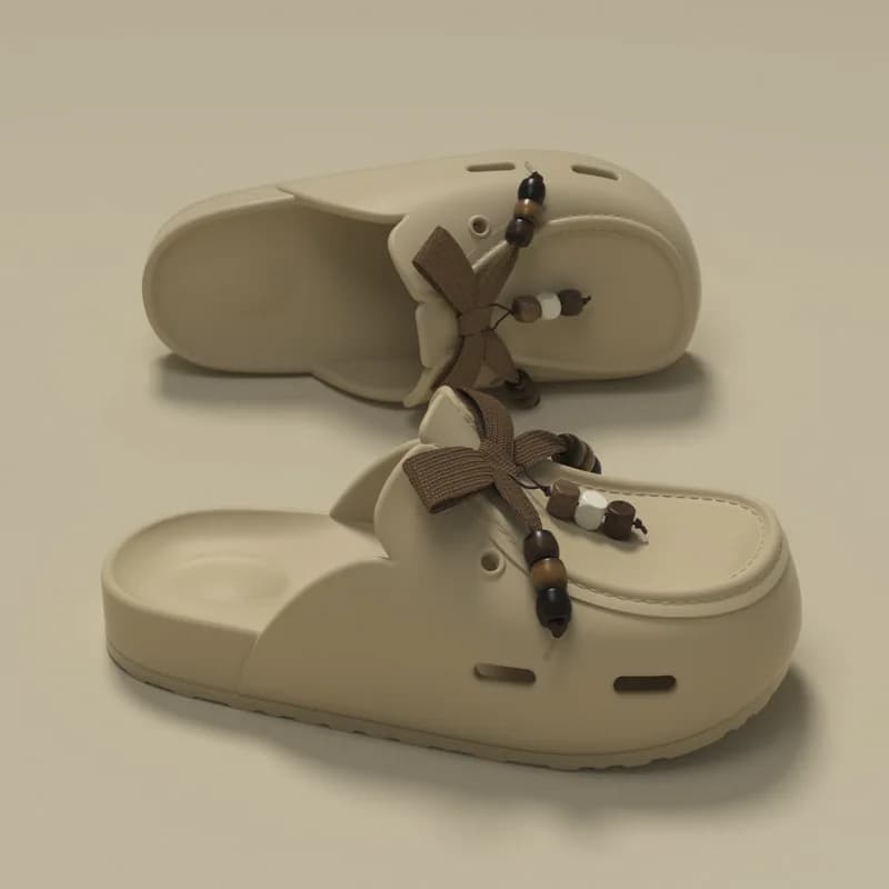 Mules Platform Women's Slippers House Closed-Toe Clogs Summer Luxury Designer Woman Shoes Bow Casual Indoor Outdoor Slides Soft