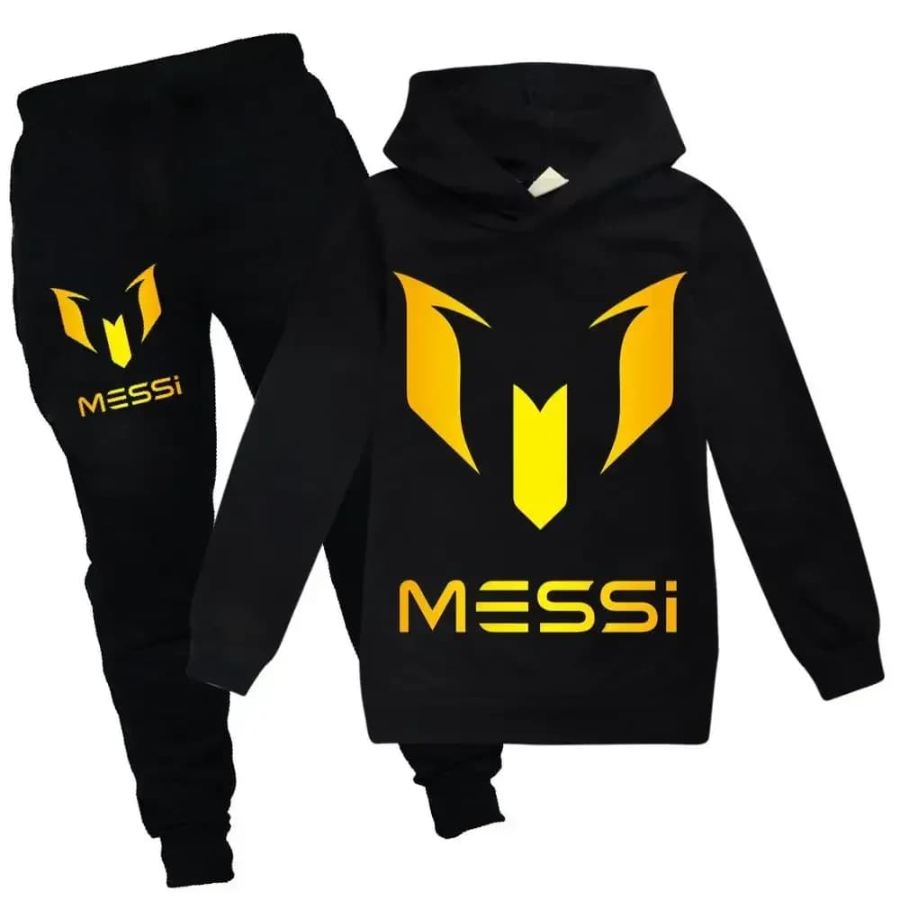 Spring Autumn Football Superstar Messi Print Sport Children Hoodies Set 2Pcs Pants Suit Boy Girls Casual Fashion Kids Tracksuits