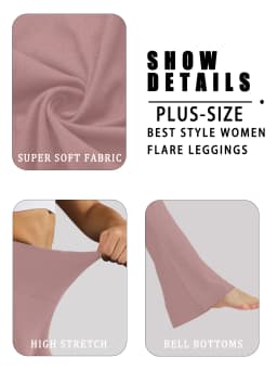 Plus Size Women's Super Soft High Waisted Flare Pants, Leggings Tummy Control Soft Bootleg Bell Bottoms Running