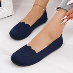 Women's Casual Flat Knitted Hollow Out Work Shoes Pure Color RoundToe Breathable Slip-On Shoes Comfortable Summer Shoes